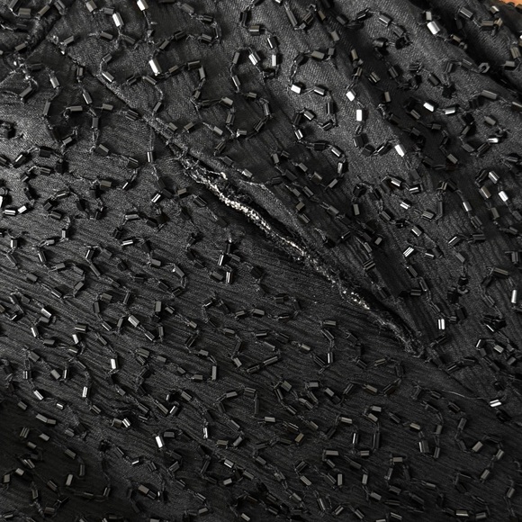 VINTAGE Silk Faux Pearl Trim Beaded Short Sleeve Pointed Hem Evening Wear Top S - Picture 6 of 6